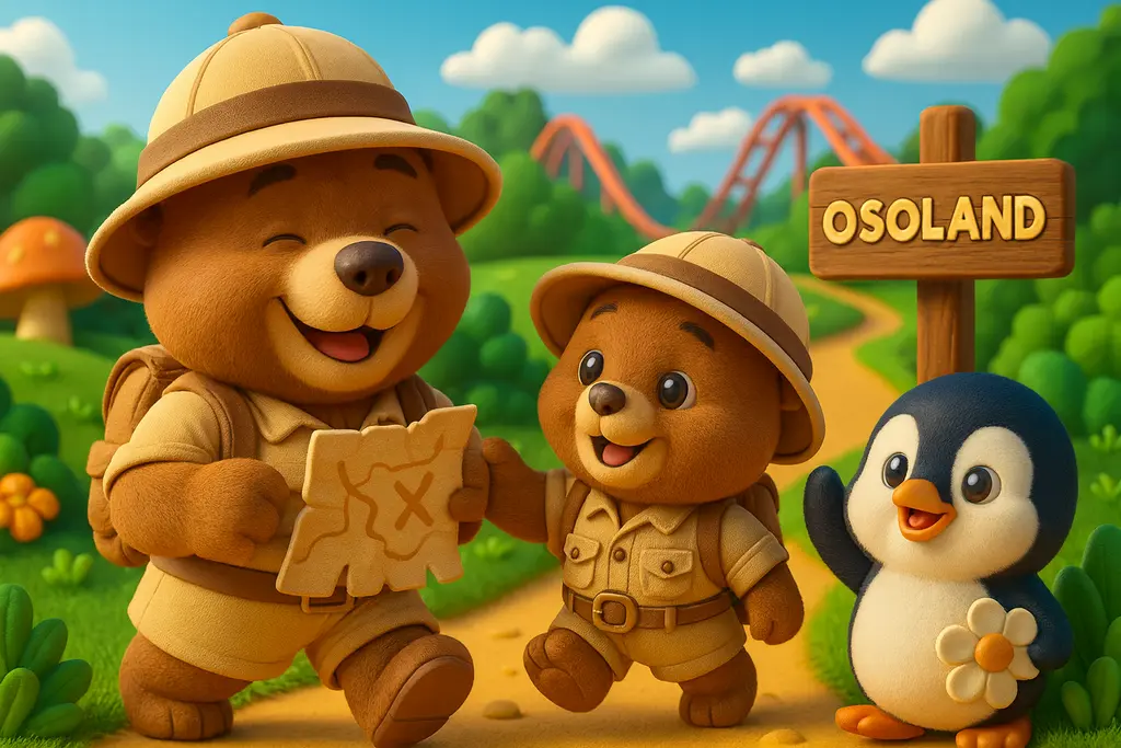 Cartoon_bears_penguin_at_Osoland_adventure_park 픽사풍으로 재해석된 오소랜드 입구 장면